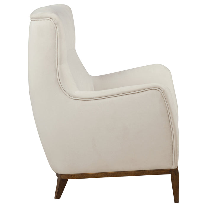 Catala Upholstered High Back Accent Chair Ivory and Coffee