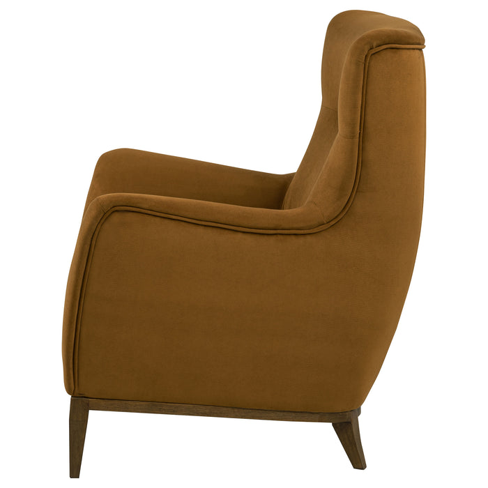 Catala Upholstered High Back Accent Chair Rust and Coffee