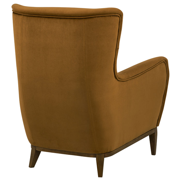 Catala Upholstered High Back Accent Chair Rust and Coffee
