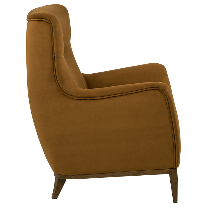 Catala Upholstered High Back Accent Chair Rust and Coffee