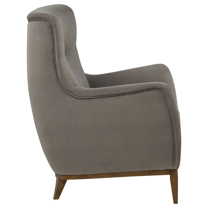 Catala Upholstered High Back Accent Chair Stone and Coffee