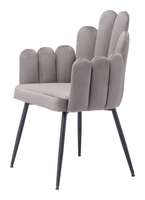 Upholstered Velvet Slat Back Dining Arm Chairs (Set of 2) - Gray / Black