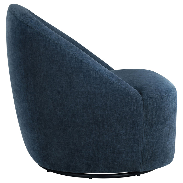 Leon Upholstered Barrel Swivel Accent Chair Navy