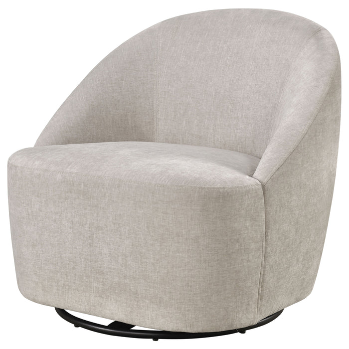 Leon Chenille Upholstered Swivel Accent Chair Beige