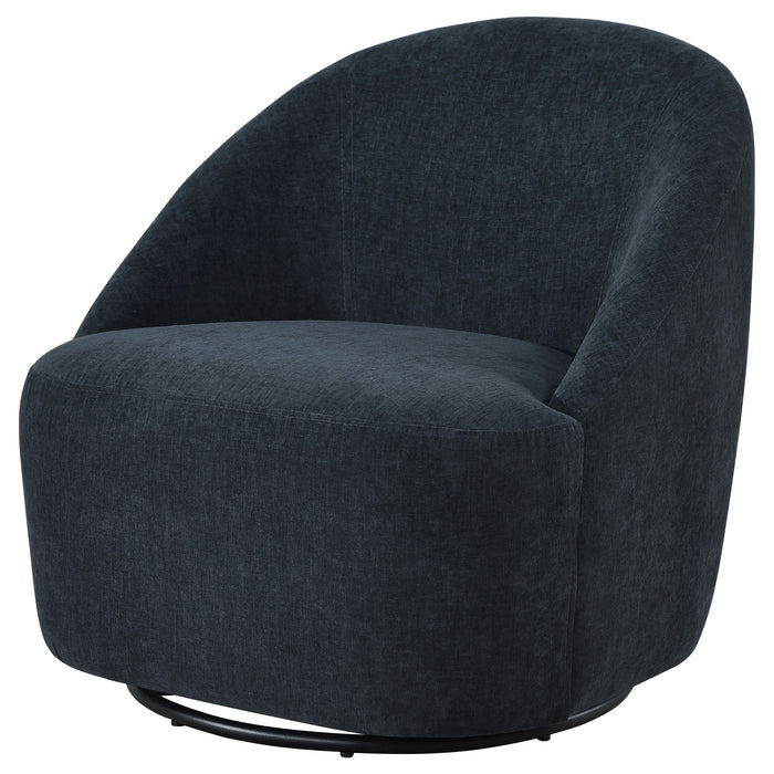 Leon Chenille Upholstered Swivel Accent Chair Black