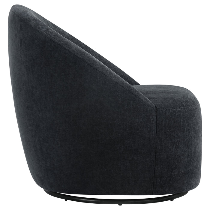 Leon Chenille Upholstered Swivel Accent Chair Black