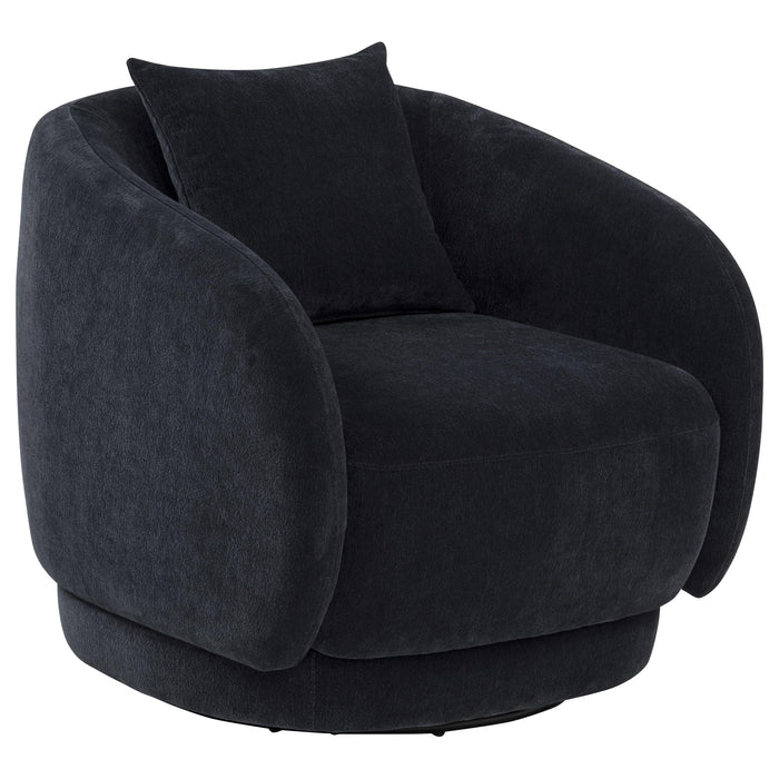 Arnaud Chenille Upholstered Swivel Accent Chair Navy