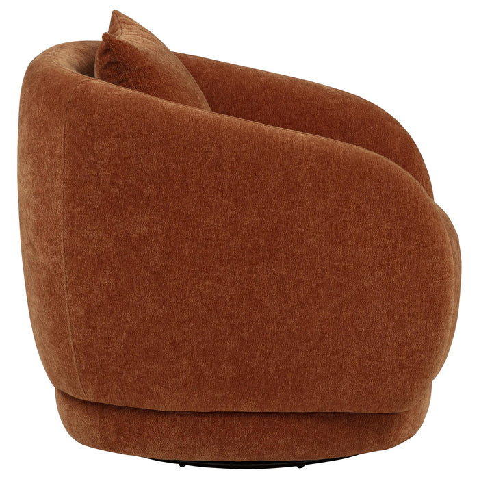 Arnaud Chenille Upholstered Swivel Accent Chair Burnt Orange