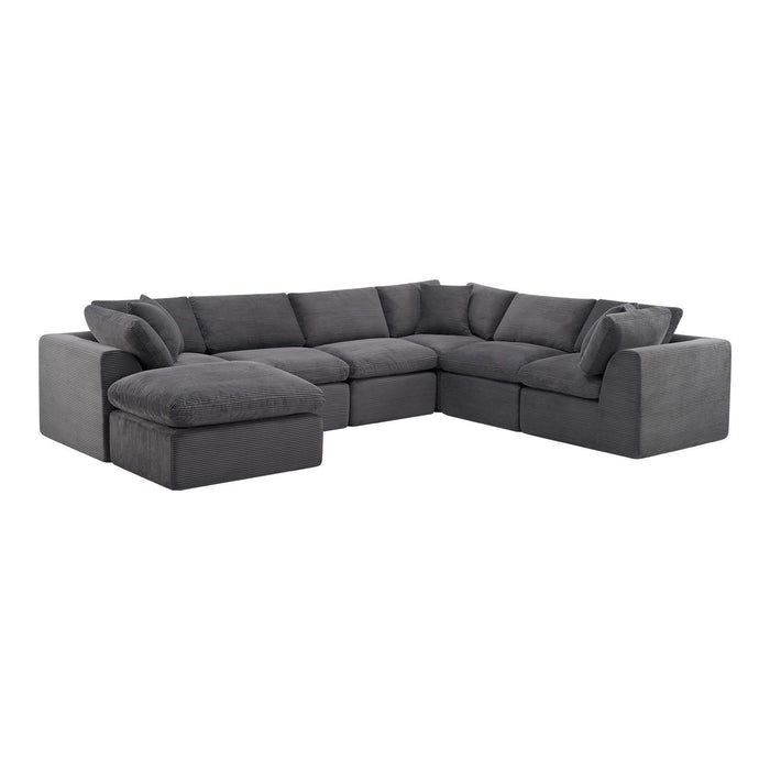 Corduroy Modular Sofa Chaise With Ottoman Toss Pillows (725208) - Dark Gray