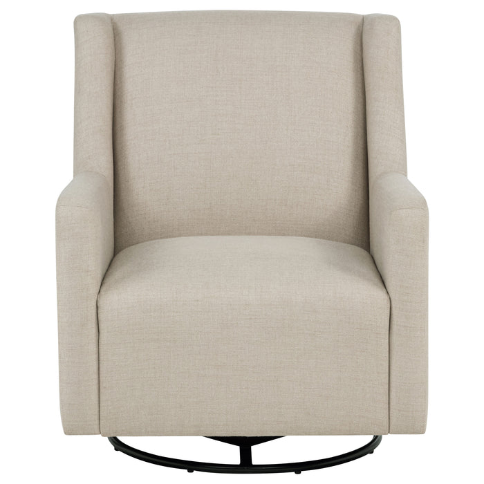 Sorrel latte fabric upholstered swivel glider arm chair by CoasterEveryday