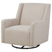 CoasterEveryday Sorrel latte fabric upholstered swivel glider arm chair with cushioned seat and backrest