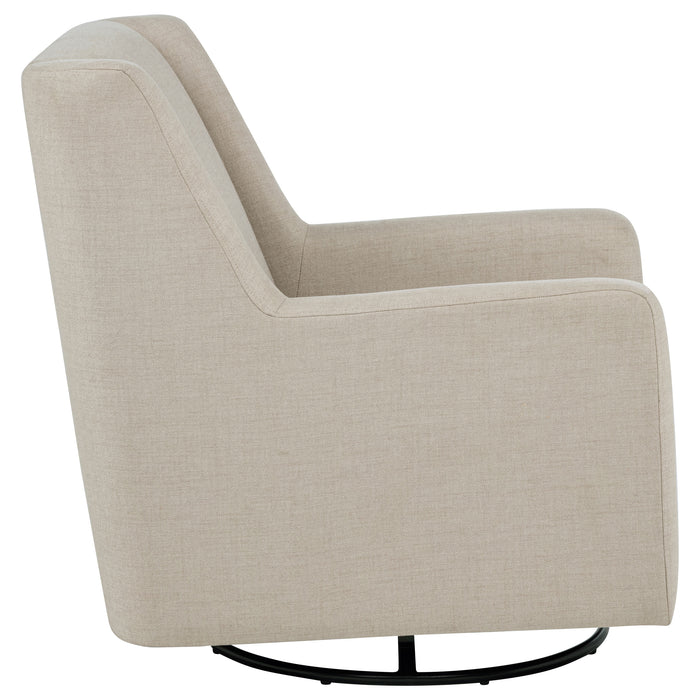Sorrel latte fabric upholstered swivel glider arm chair by CoasterEveryday