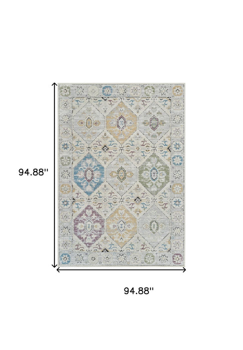 8' x 11' Abstract Distressed Polypropylene Area Rug - Beige And Gray