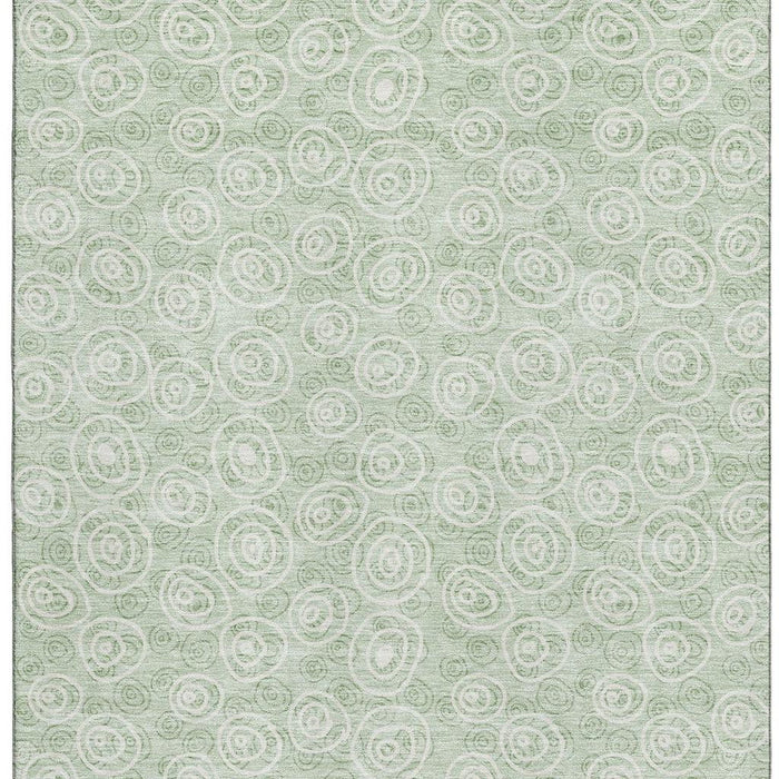 10' X 14' Polka Dot Washable Area Rug With UV Protection - Mint Green And Ivory