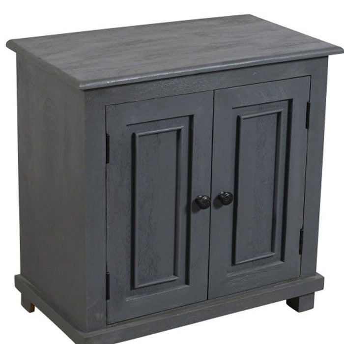 28" Distressed Solid Wood Nightstand With Storage - Gray