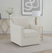CoasterEveryday beige winter upholstered accent swivel chair with sloped arms and plush cushioning