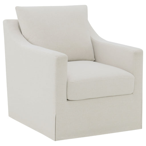 CoasterEveryday beige winter upholstered accent swivel chair with sloped arms
