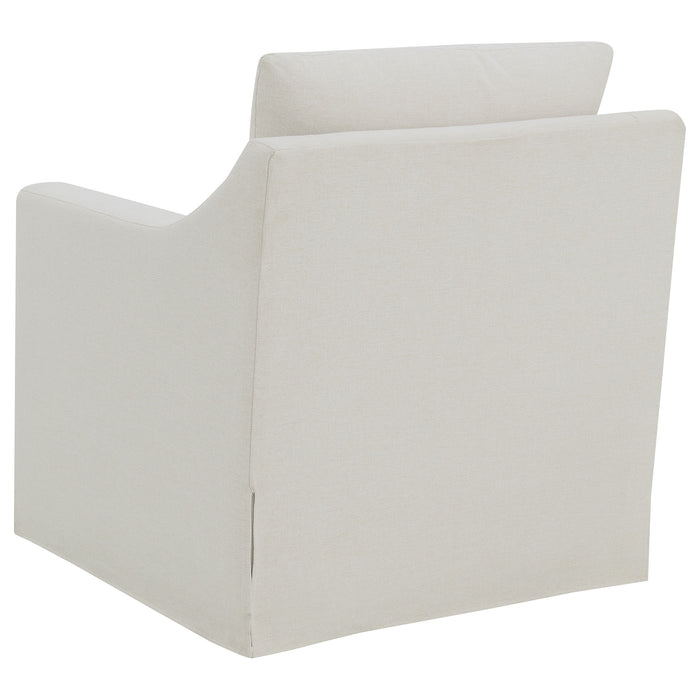CoasterEveryday beige winter upholstered accent swivel chair with sloped arms