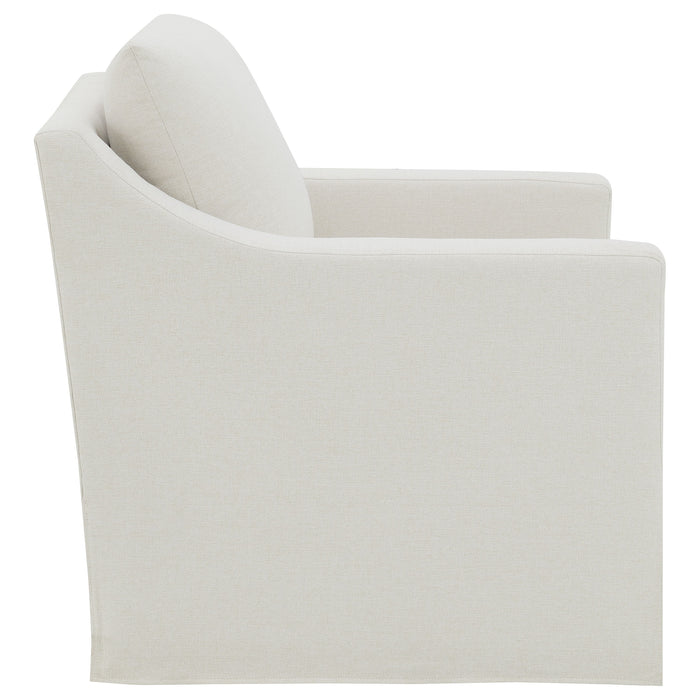 CoasterEveryday beige upholstered accent swivel chair with sloped arms for winter interiors
