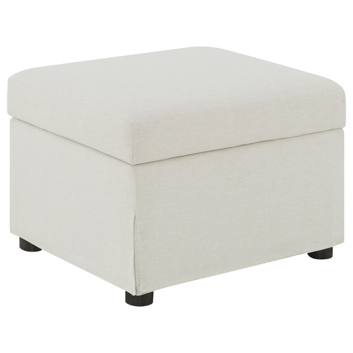 CoasterEveryday beige winter upholstered hydraulic lift-top storage ottoman with cushioned seat
