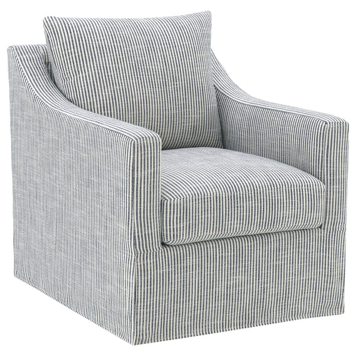 CoasterEveryday winter upholstered accent swivel chair with sloped arms in navy blue