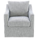 CoasterEveryday navy blue upholstered accent swivel chair with sloped arms and winter design