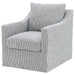 CoasterEveryday navy blue upholstered sloped arm accent swivel chair with a rounded back and cushioned seat
