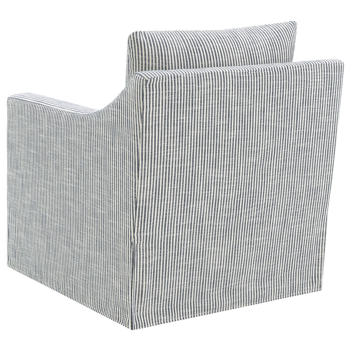 CoasterEveryday navy blue winter upholstered accent swivel chair with sloped arms