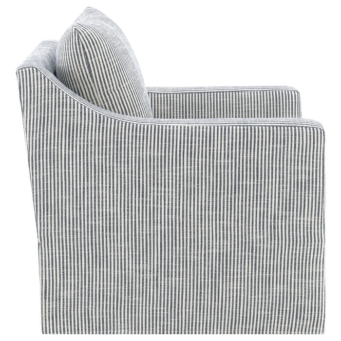 CoasterEveryday navy blue winter upholstered accent swivel chair with sloped arms