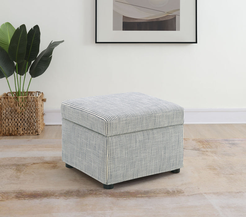 Winter Upholstered Hydraulic Lift Top Storage Ottoman Navy Blue