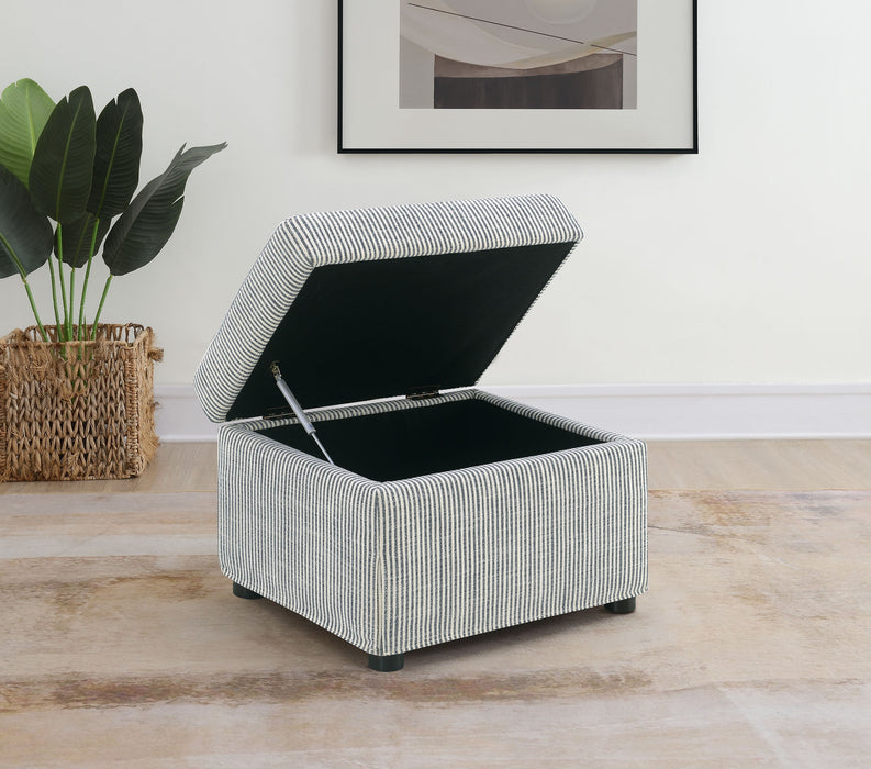 Winter Upholstered Hydraulic Lift Top Storage Ottoman Navy Blue