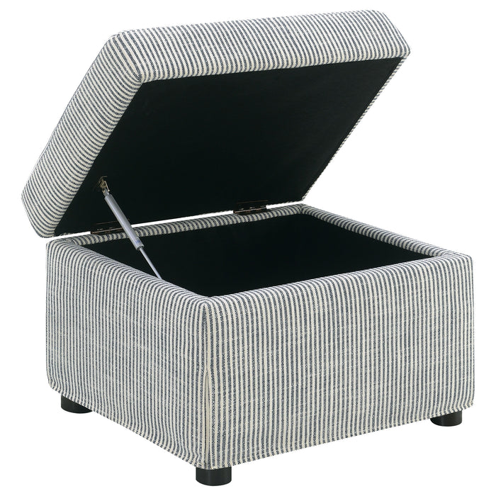 Winter Upholstered Hydraulic Lift Top Storage Ottoman Navy Blue