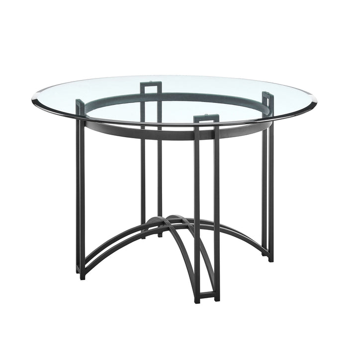 48" Glass And Iron Round Top Dining Table - Black