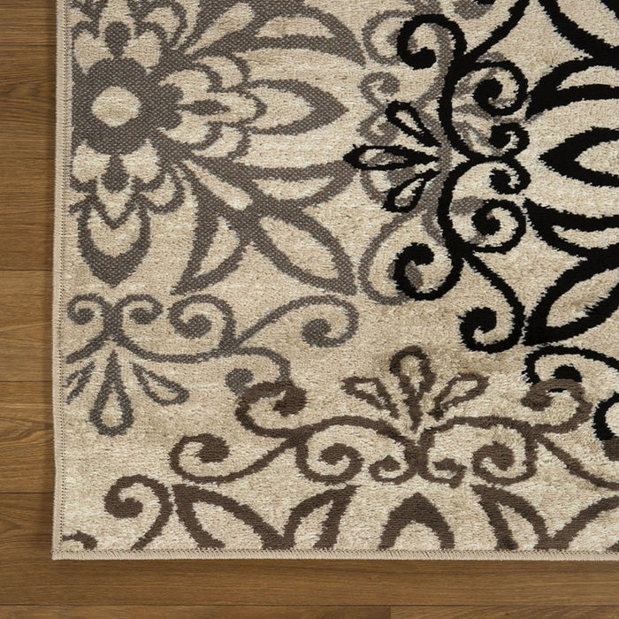 9' x 12' Medallion Power Loom Stain Resistant Area Rug - Beige