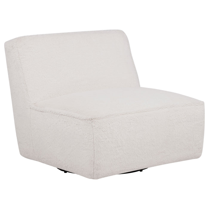 Badoer Faux Fur Swivel Accent Chair Ecru