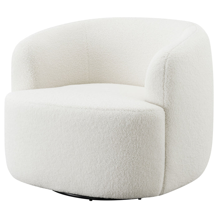 CoasterElevations Hudson faux sheepskin upholstered swivel chair in natural color, modern furniture with plush, comfortable seating.