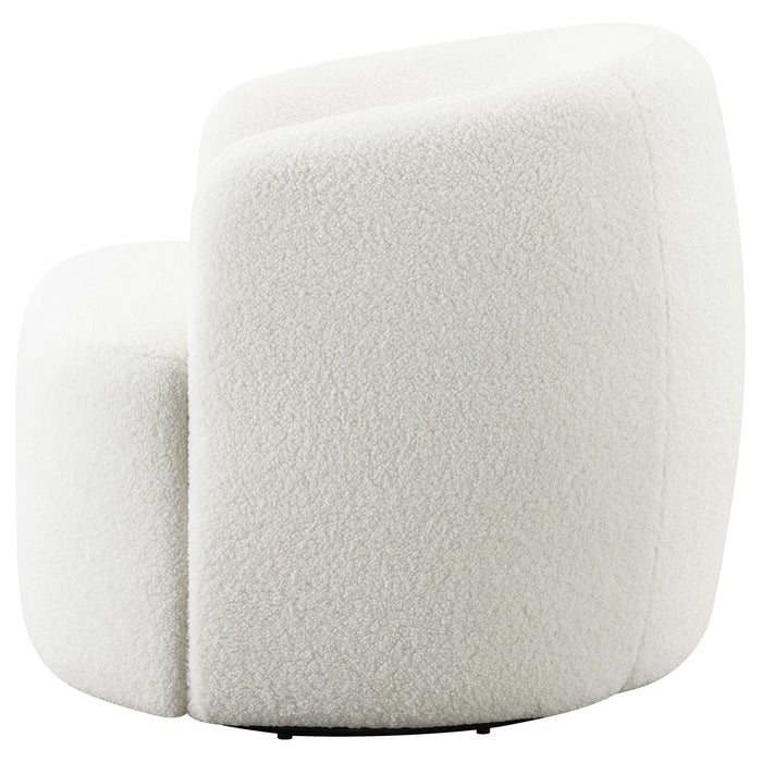 CoasterElevations Hudson faux sheepskin upholstered swivel chair in natural color, modern furniture with plush cushioning and a sleek design.