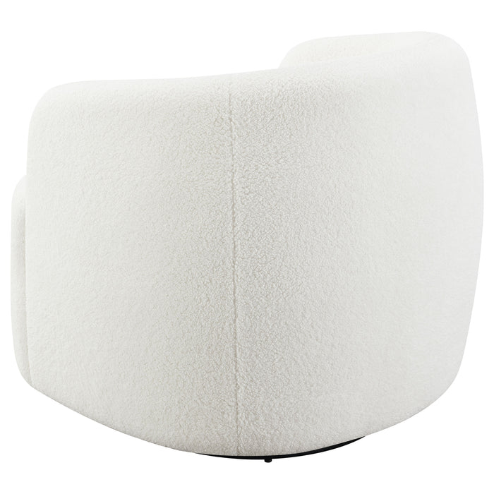 CoasterElevations Hudson faux sheepskin upholstered swivel chair in natural color, featuring plush cushioning and modern design.