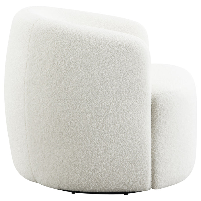 CoasterElevations Hudson faux sheepskin upholstered swivel chair in natural color, modern furniture with plush cushioning and wooden legs.