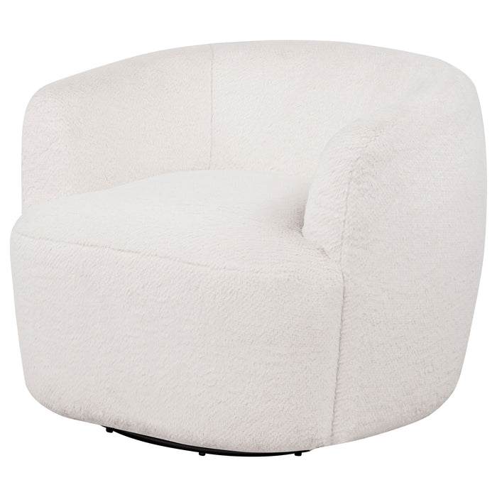 Hudson Faux Fur Swivel Accent Chair Ecru