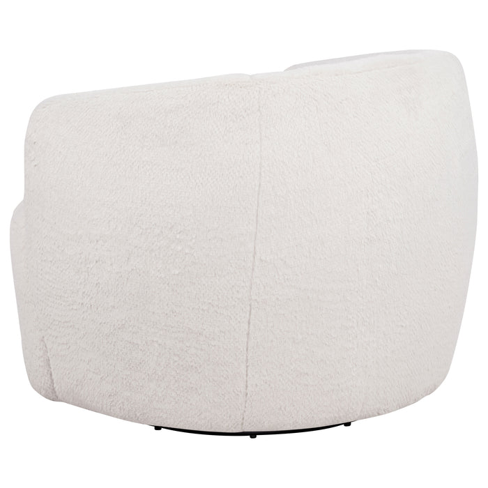Hudson Faux Fur Swivel Accent Chair Ecru