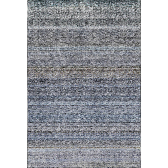 10' X 14' Striped Washable Area Rug With UV Protection (688045) - Blue / Gray