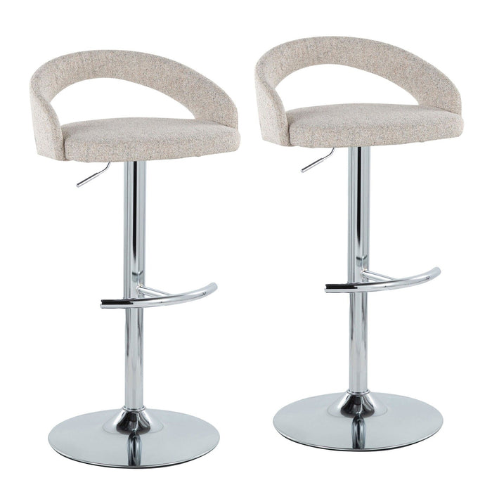Grotto - Upholstered Adjustable Barstool - Chrome Metal Base