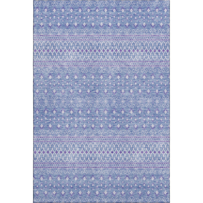 10' X 14' Tribal Washable Area Rug With UV Protection (657185) - Sky Blue / Ivory