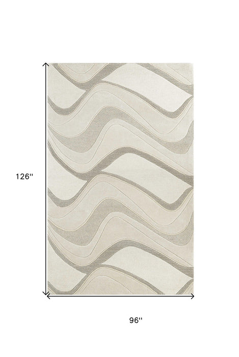 8' x 10' 6 Wool Area Rug - Ivory