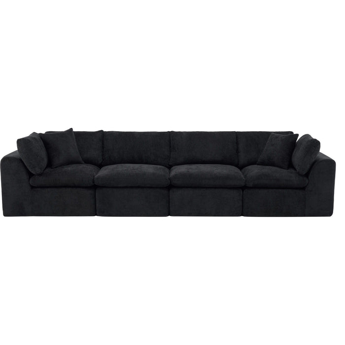 Chenille Modular Sofa Chaise With Toss Pillows (725201) - Black