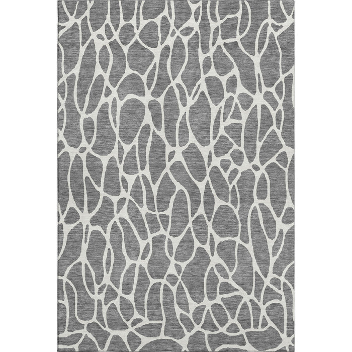 10' X 14' Geometric Washable Area Rug With UV Protection (680415) - Gray / Ivory