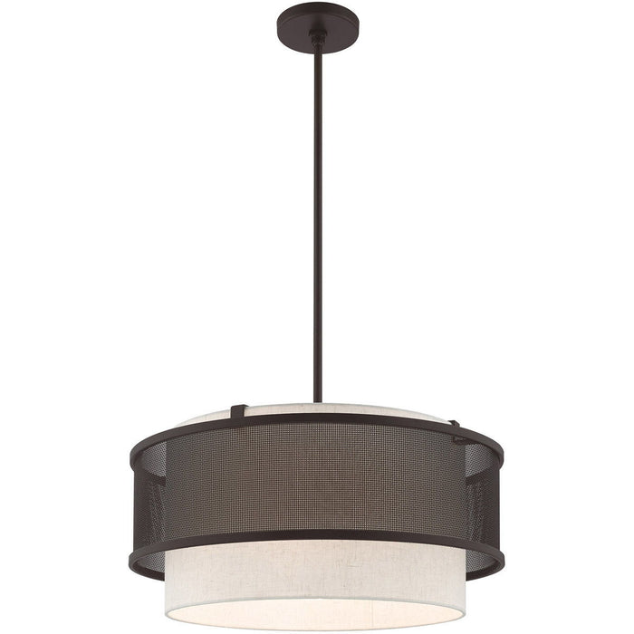 18" Four Light Dimmable Chandelier With Shades - Bronze