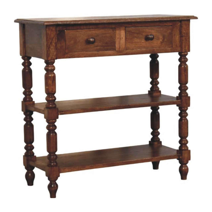 End Table With Two Drawers Two Shelves - Brown