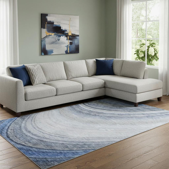 10' X 14' Ombre Washable Area Rug With UV Protection (650302) - Blue / Ivory / Gray
